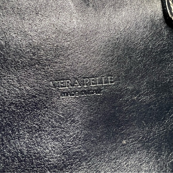 VERA PELLE Navy Blue Small Medium Leather CrossBody Bag Purse Silver Hardware - Picture 11 of 15